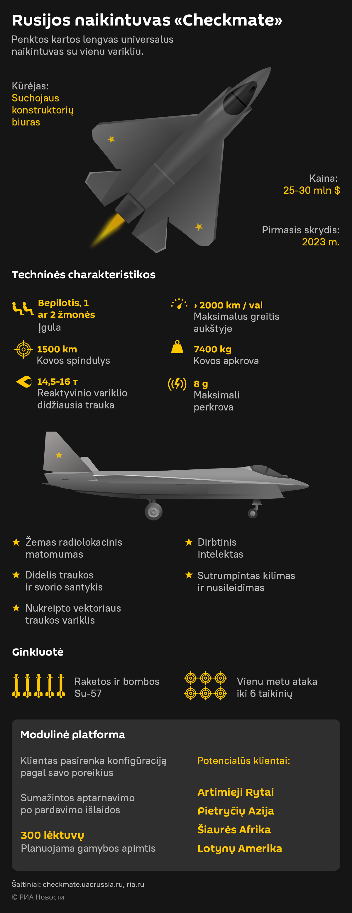 Rusijos naikintuvas Checkmate - Sputnik Lietuva
