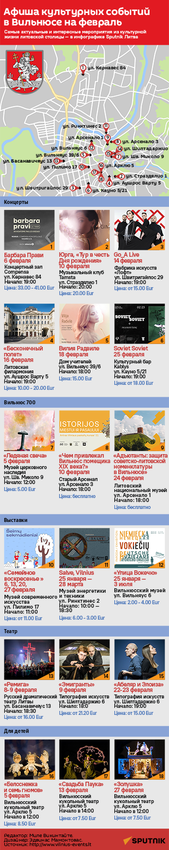 Афиша культурных событий в Вильнюсе на февраль - Sputnik Литва