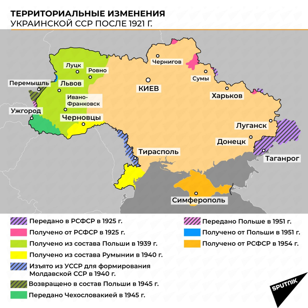 Территориальные изменения Украинской ССР после 1921 г. - Sputnik Литва