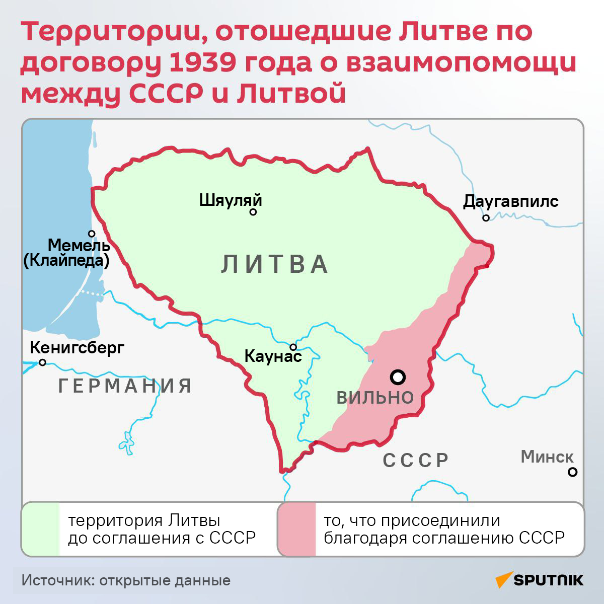 Территории, отошедшие Литве по договору 1939 года о взаимопомощи между СССР и Литвой - Sputnik Литва