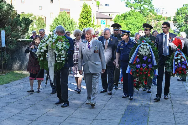 Возложение цветов к мемориалу воинов-освободителей в честь освобождения Вильнюса