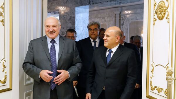 Председатель правительства РФ Михаил Мишустин и президент Белоруссии Александр Лукашенко - Sputnik Литва