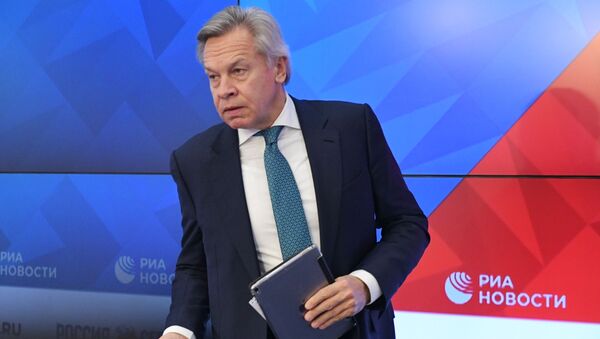 Председатель комиссии Совета Федерации по информационной политике и взаимодействию со СМИ Алексей Пушков  - Sputnik Lietuva