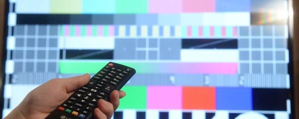 Телевизионная испытательная таблица на экране телевизора - Sputnik Литва