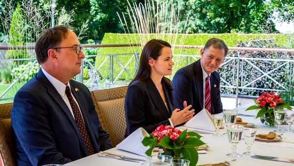 JAV valstybės sekretoriaus pavaduotojas Stephen'as Biegun'as Vilniuje susitiko su buvusia kandidate į Baltarusijos prezidentus Svetlana Tichanovskaja  - Sputnik Lietuva