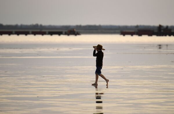 Отдыхающий на соленом озере Бурлинское в Славгородском районе Алтайского края - Sputnik Литва
