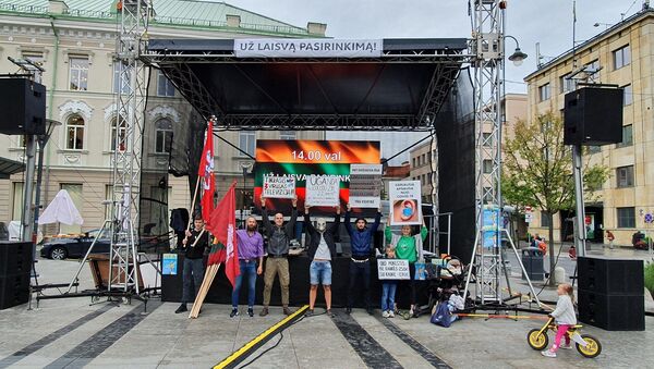 Протест против ношения масок в Вильнюсе - Sputnik Литва