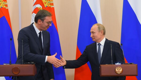 Президент РФ В. Путин встретился с президентом Республики Сербия А. Вучичем в Сочи - Sputnik Lietuva