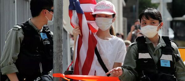 Протесты около посольства США в Гонконге Протесты около посольства США в Гонконге - Sputnik Lietuva