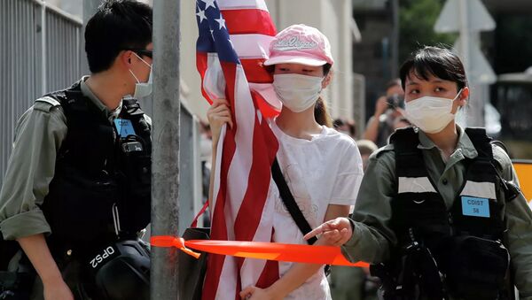 Протесты около посольства США в Гонконге  - Sputnik Lietuva