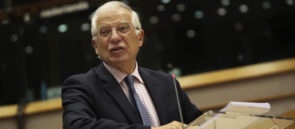 Глава дипломатии ЕС Жозеп Боррель выступает в Европейском парламенте Брюсселя, 15 сентября 2020 года - Sputnik Литва