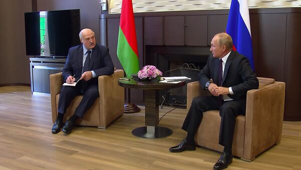 Президент Белоруссии Александр Лукашенко и президент РФ Владимир Путин - Sputnik Lietuva