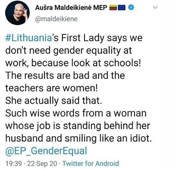 Pirmoji ponia nesuvienijo Lietuvos. Kaip kilo skandalas dėl Nausėdienės kalbos Pirmoji ponia nesuvienijo Lietuvos. Kaip kilo skandalas dėl Nausėdienės kalbos - Sputnik Lietuva