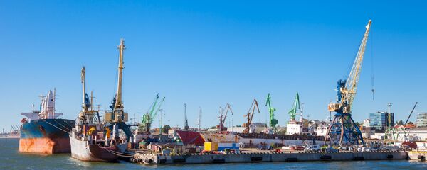 Танкер и рабочий кран в порту Клайпеды - Sputnik Литва