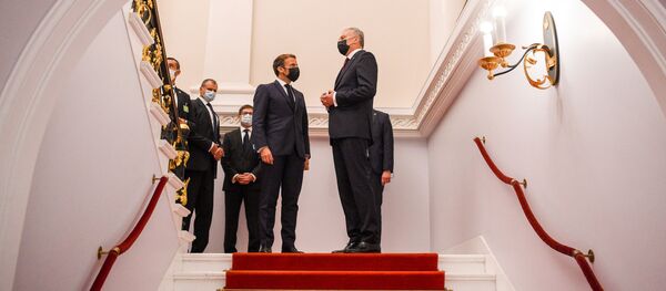 Встреча президента Литвы Гитанаса Науседы с президентом Франции Эмманюэлем Макроном - Sputnik Литва