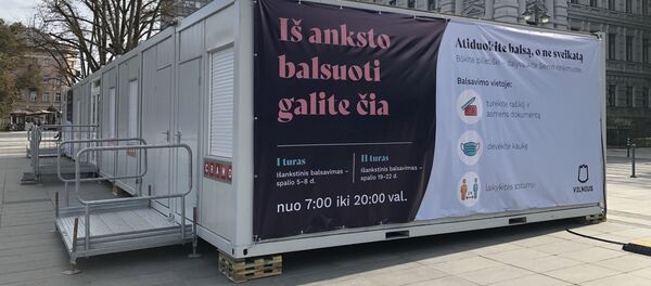 Кабинки для досрочного голосования в Сейм в Вильнюсе, архивное фото - Sputnik Литва