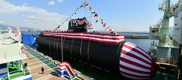 Спуск на воду новой подводной лодки Тайгэй в Японии Спуск на воду новой подводной лодки Тайгэй в Японии - Sputnik Lietuva