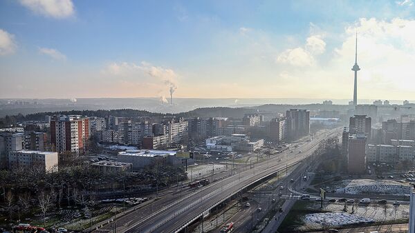 Проспект Свободы с видом на телевизионную башню, Вильнюс - Sputnik Литва