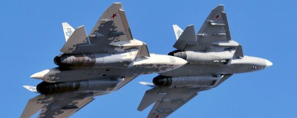 Rusijos naikintuvai Su-57 Rusijos naikintuvai Su-57 - Sputnik Lietuva