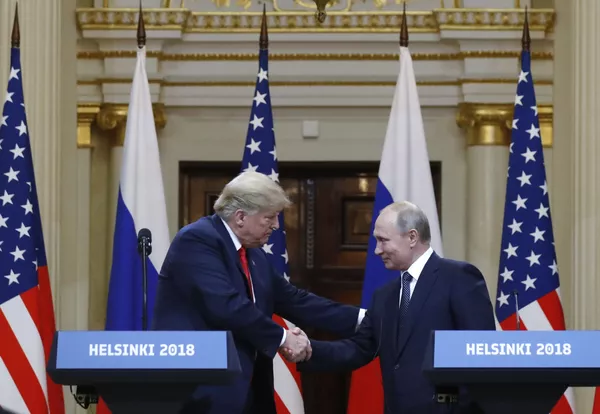 Встреча президента РФ Владимира Путина и президента США Дональда Трампа в Хельсинки Встреча президента РФ Владимира Путина и президента США Дональда Трампа в Хельсинки - Sputnik Lietuva