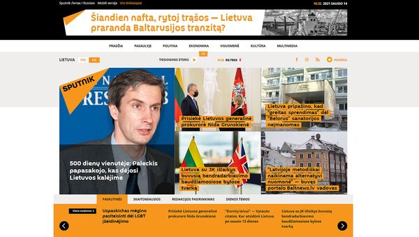 Скриншот главной страницы Sputnik Литва на литовском языке - Sputnik Литва