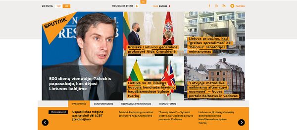 Скриншот главной страницы Sputnik Литва на литовском языке Скриншот главной страницы Sputnik Литва на литовском языке - Sputnik Литва