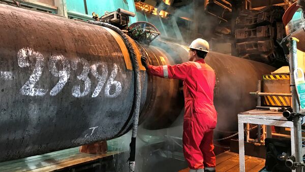 Подготовка трубы для строительства газопровода Nord Stream 2 в Балтийском море  - Sputnik Литва