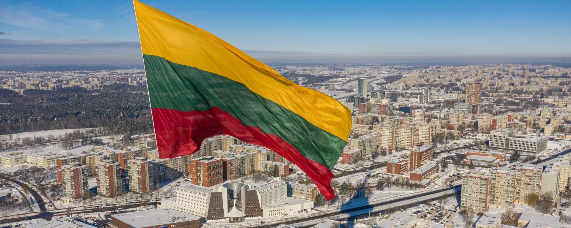 Флаг Литвы на фоне зимнего Вильнюса - Sputnik Литва, 1920, 30.03.2021