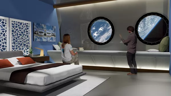 Вид на номер в космическом отеле Voyager Station