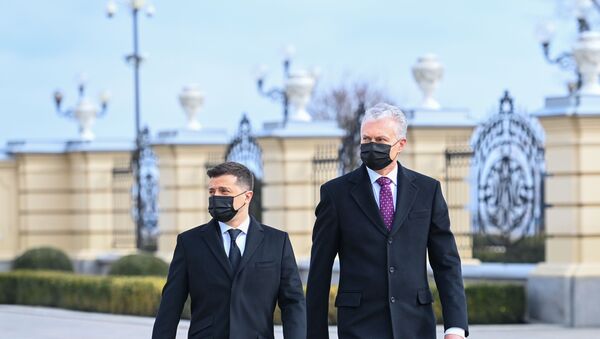 Президент Литвы Гитанас Науседа с президентом Украины Владимиром Зеленским в Киеве, 18 марта 2021 года - Sputnik Lietuva