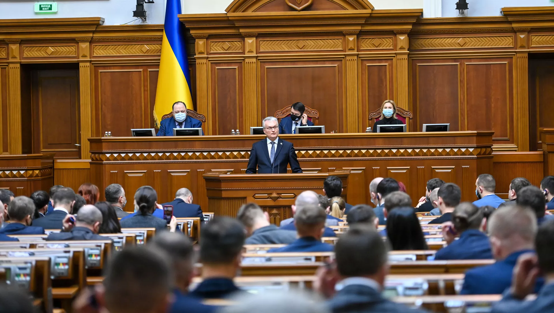 Lietuvos prezidentas Gitanas Nausėda Ukrainos Aukščiausiojoje Radoje Lietuvos prezidentas Gitanas Nausėda Ukrainos Aukščiausiojoje Radoje - Sputnik Lietuva, 1920, 19.03.2021