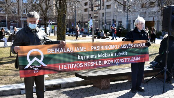  prie Seimo rūmų vyko protesto akcija - Sputnik Lietuva