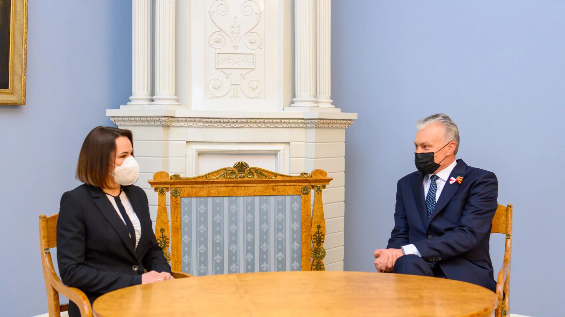 Lietuvos prezidentas Gitanas Nausėda ir buvusi kandidatė į Baltarusijos prezidentus Svetlana Tichanovskaja