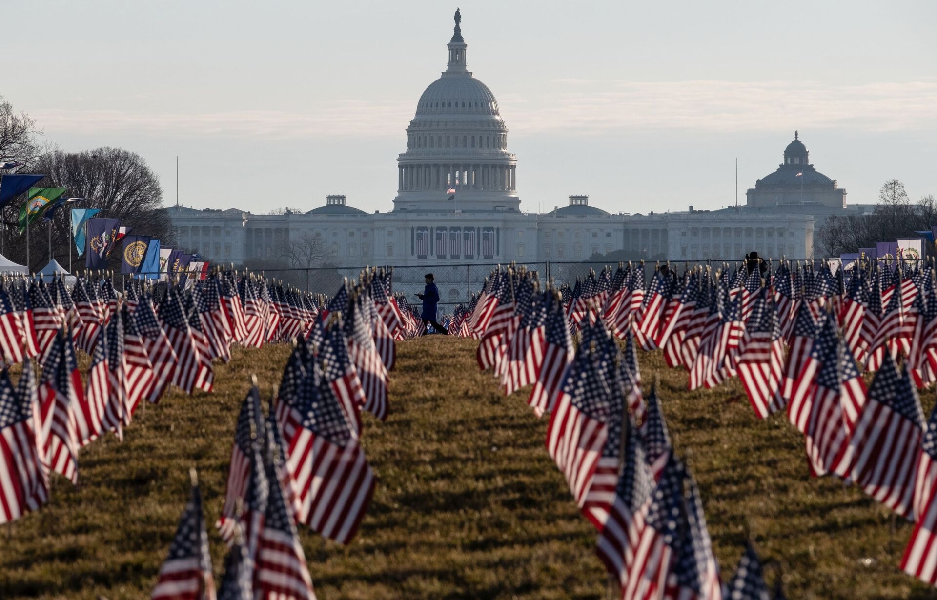 Флаги США перед зданием Конгресса в Вашингтоне - Sputnik Lietuva, 1920, 05.07.2021