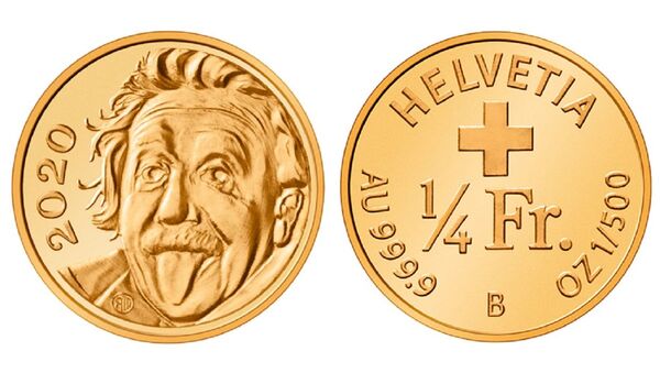 Šveicarijos moneta su Einšteino portretu - Sputnik Lietuva
