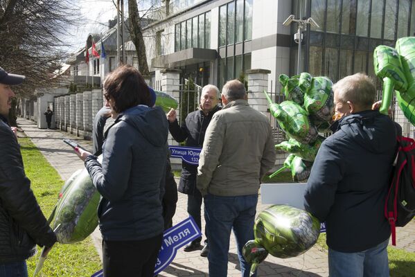 Nuotraukoje: protestuotojai prie Lietuvos konsulato Kaliningrade. - Sputnik Lietuva