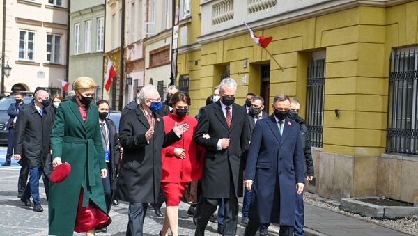 Президенты Литвы, Польши, Эстонии, Латвии и Украины в Варшаве, 3 мая 2021 года - Sputnik Lietuva