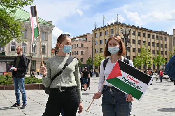 Акция в поддержку палестинского народа в Вильнюсе