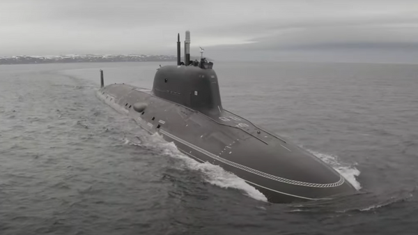Atominio povandeninio laivo Kazan atvykimas į Šiaurės laivyno bazę - Sputnik Lietuva