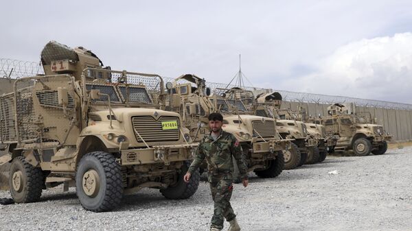 Amerikos šarvuočiai MRAP Bagrame, Afganistane - Sputnik Lietuva