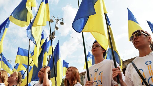 празднование Дня флага Украины в Киеве, архивное фото - Sputnik Литва