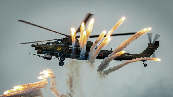 Вертолет Ми-28Н Ночной охотник пилотажной группы Беркуты на Международном форуме Армия-2020, архивное фото - Sputnik Литва
