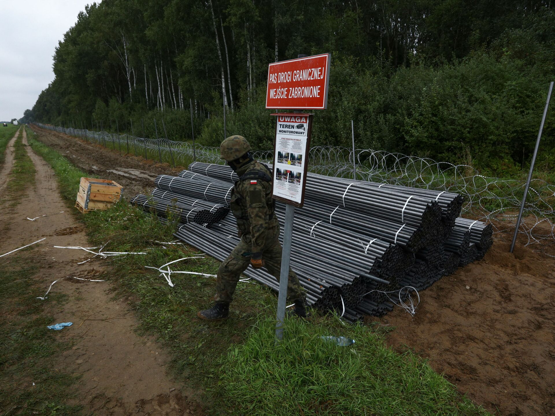 Польский забор на границе с Белоруссией