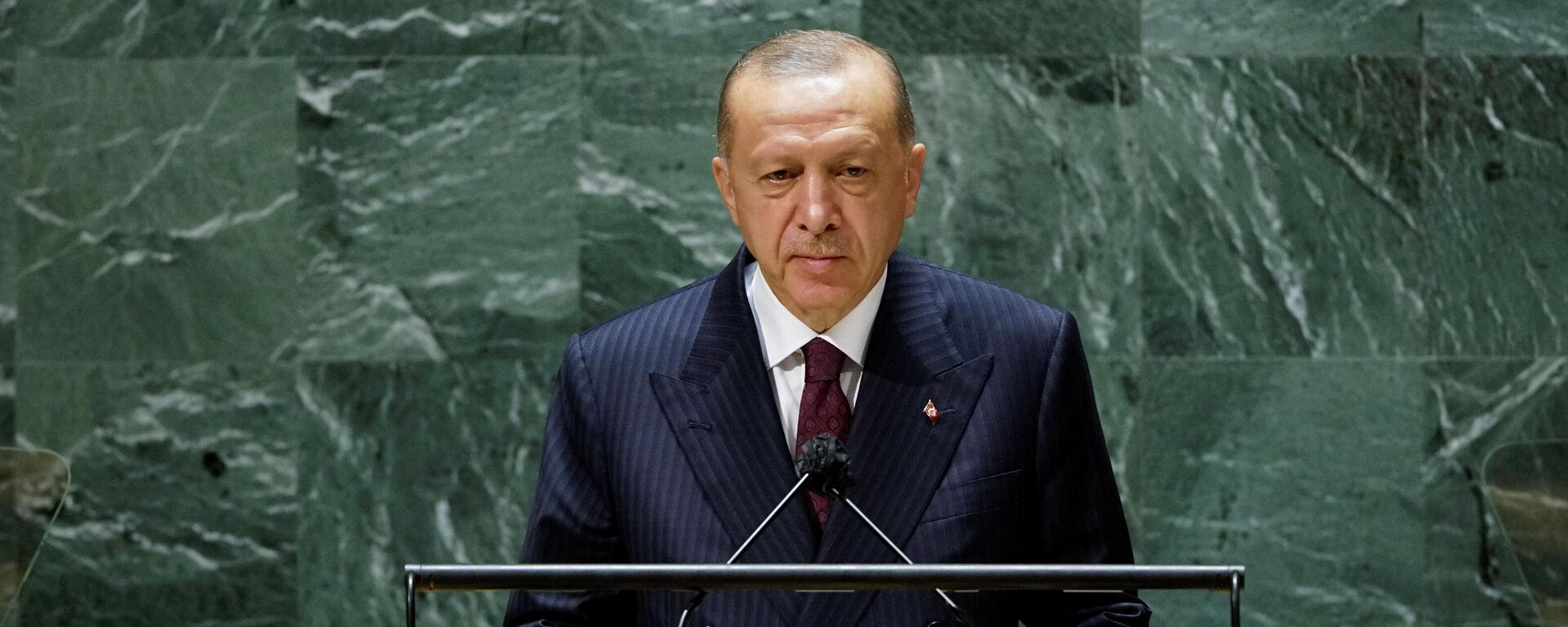 Президент Турции Реджеп Тайип Эрдоган во время выступления на Генеральной Ассамблее ООН - Sputnik Литва, 1920, 22.09.2021