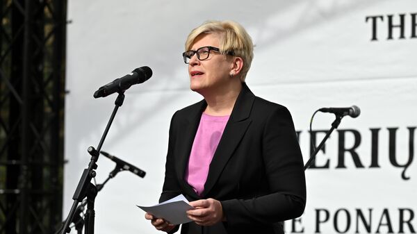 Премьер-министр Литвы Ингрида Шимоните на церемонии в честь дня памяти жертв Холокоста в Вильнюсе - Sputnik Литва