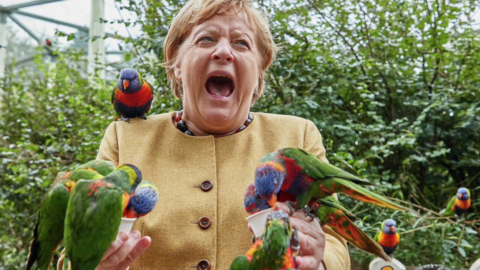 Канцлер Германии Ангела Меркель в парке птиц Марлоу в Германии - Sputnik Литва, 1920, 24.09.2021