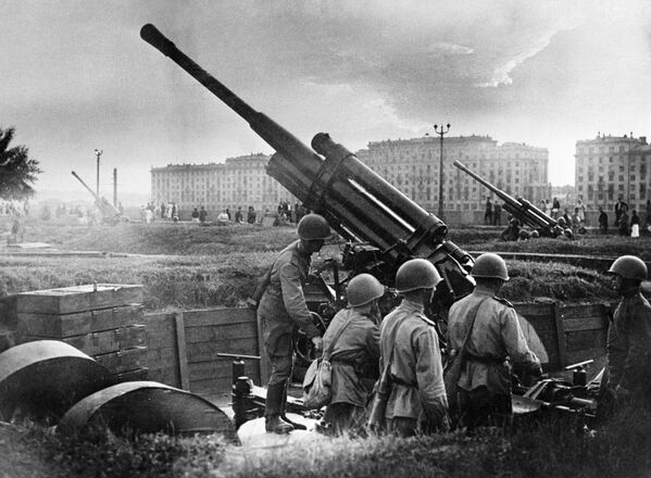 Didysis Tėvynės karas 1941–1945 metais. Maskvos gynyba. Priešlėktuvinė įgula Gorkio kultūros ir laisvalaikio parke. - Sputnik Lietuva