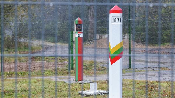 Приграничные столбы на границе Литвы и Белоруссии - Sputnik Литва