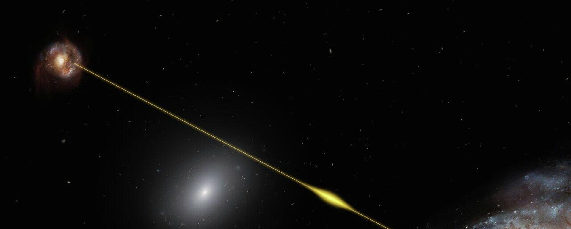 Изображение быстрого радиовсплеска FRB 181112 от галактики, в которой он возник, к Земле - Sputnik Литва, 1920, 02.11.2021