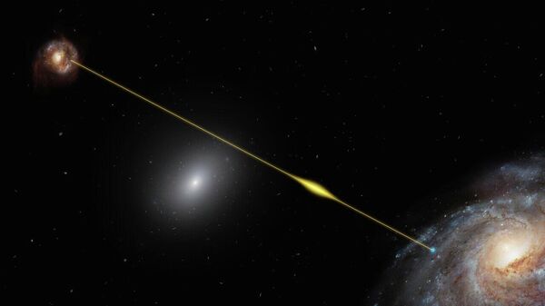 Изображение быстрого радиовсплеска FRB 181112 от галактики, в которой он возник, к Земле - Sputnik Литва